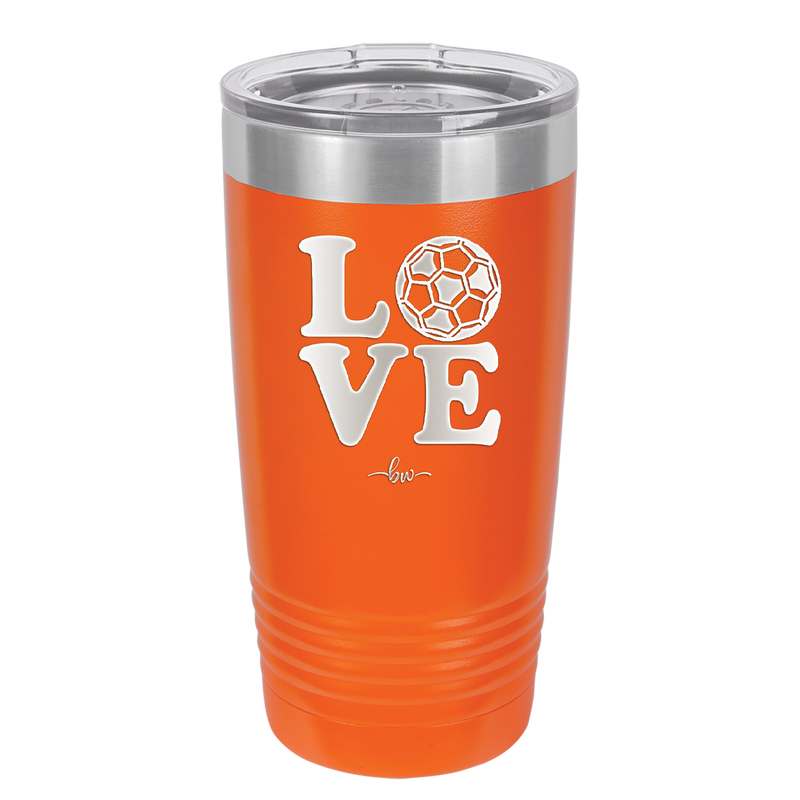 LOVE with Soccer Ball - Laser Engraved Stainless Steel Drinkware - 1908 -