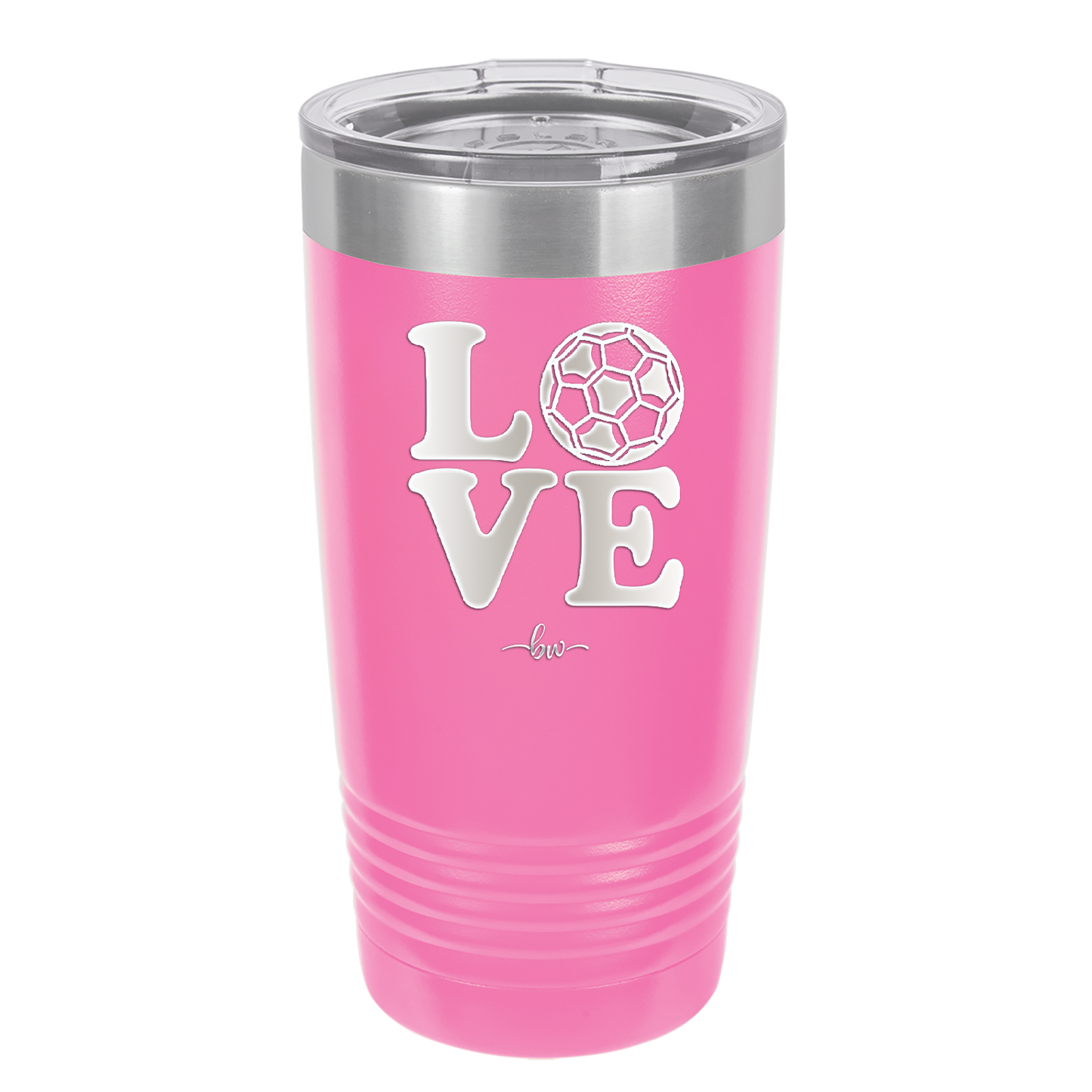 LOVE with Soccer Ball - Laser Engraved Stainless Steel Drinkware - 1908 -