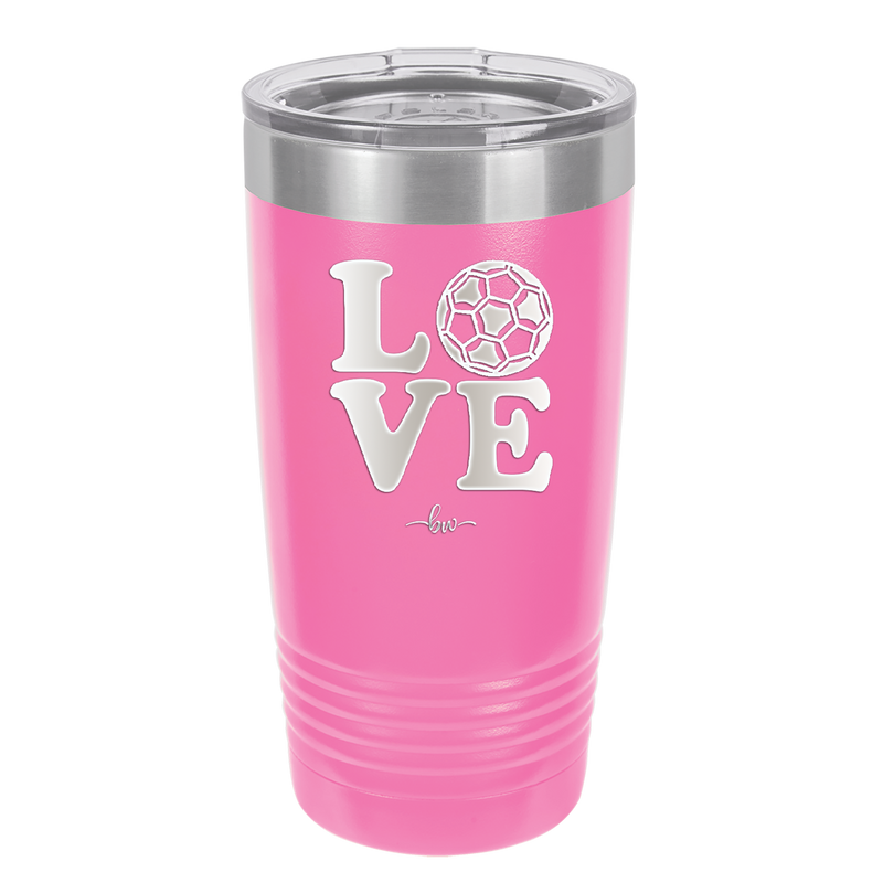 LOVE with Soccer Ball - Laser Engraved Stainless Steel Drinkware - 1908 -