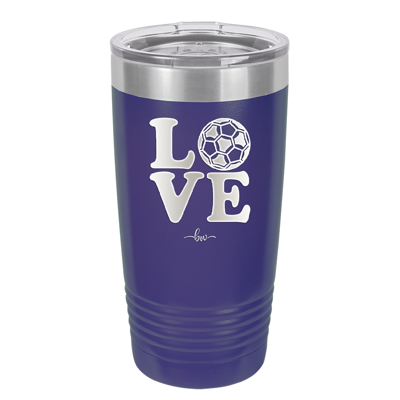 LOVE with Soccer Ball - Laser Engraved Stainless Steel Drinkware - 1908 -