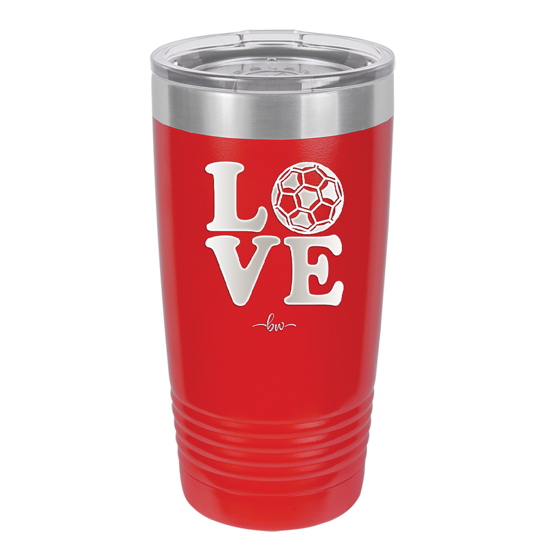 LOVE with Soccer Ball - Laser Engraved Stainless Steel Drinkware - 1908 -