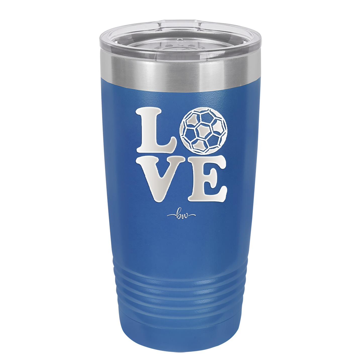 LOVE with Soccer Ball - Laser Engraved Stainless Steel Drinkware - 1908 -