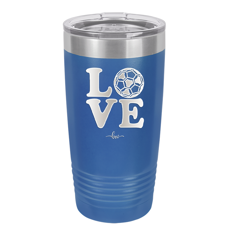 LOVE with Soccer Ball - Laser Engraved Stainless Steel Drinkware - 1908 -