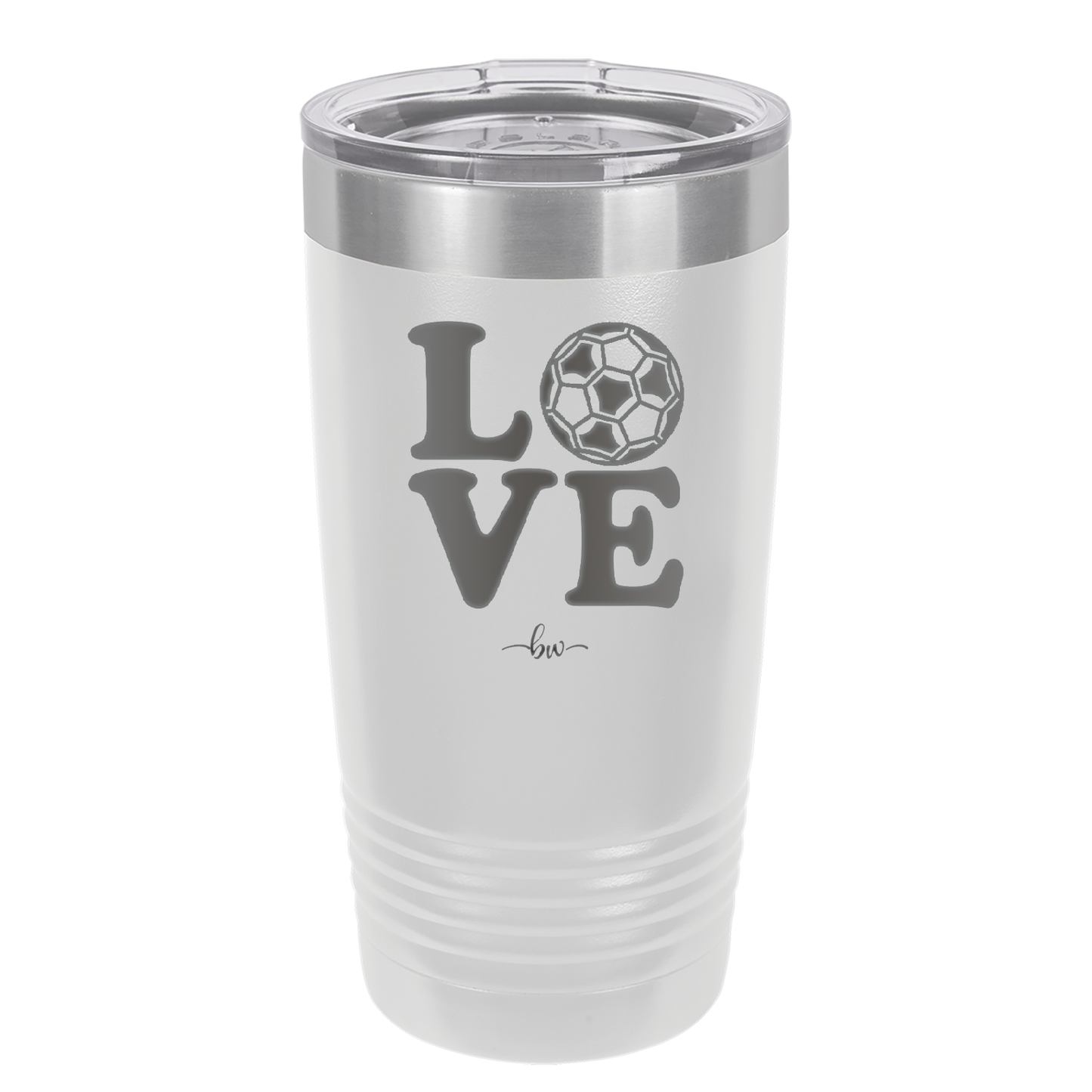 LOVE with Soccer Ball - Laser Engraved Stainless Steel Drinkware - 1908 -