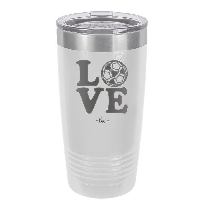 LOVE with Soccer Ball - Laser Engraved Stainless Steel Drinkware - 1908 -