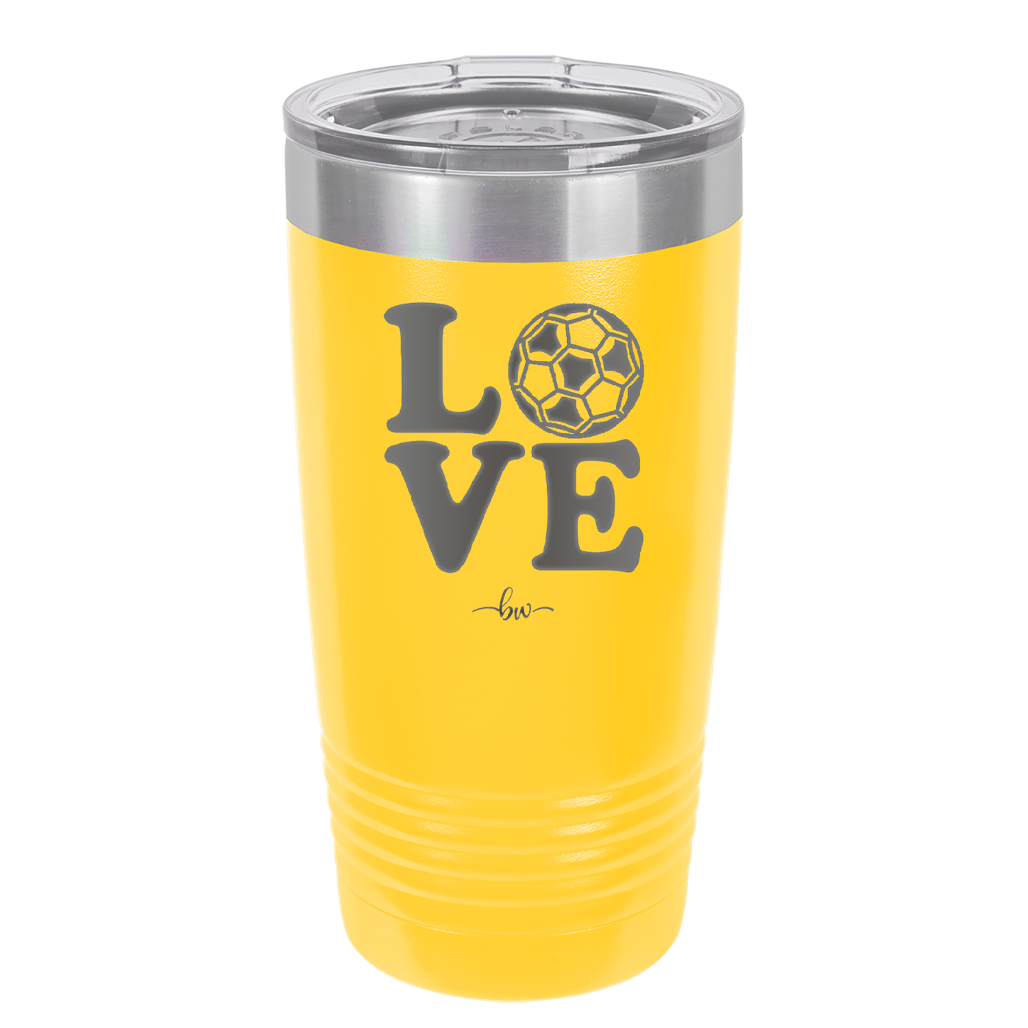 LOVE with Soccer Ball - Laser Engraved Stainless Steel Drinkware - 1908 -