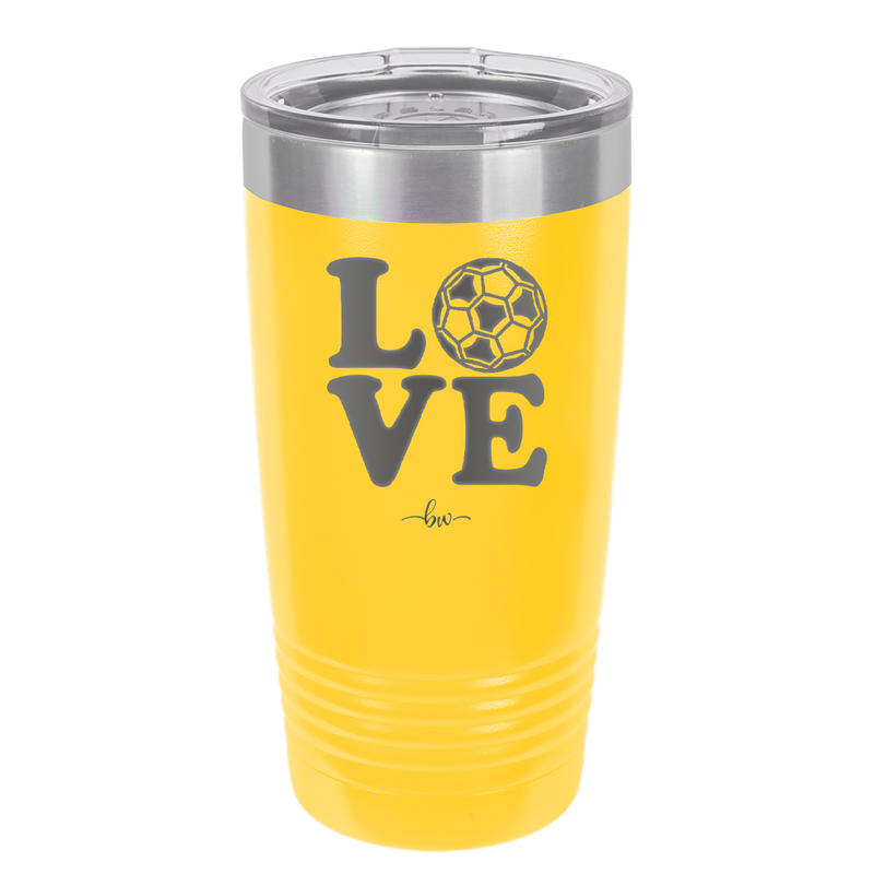 LOVE with Soccer Ball - Laser Engraved Stainless Steel Drinkware - 1908 -