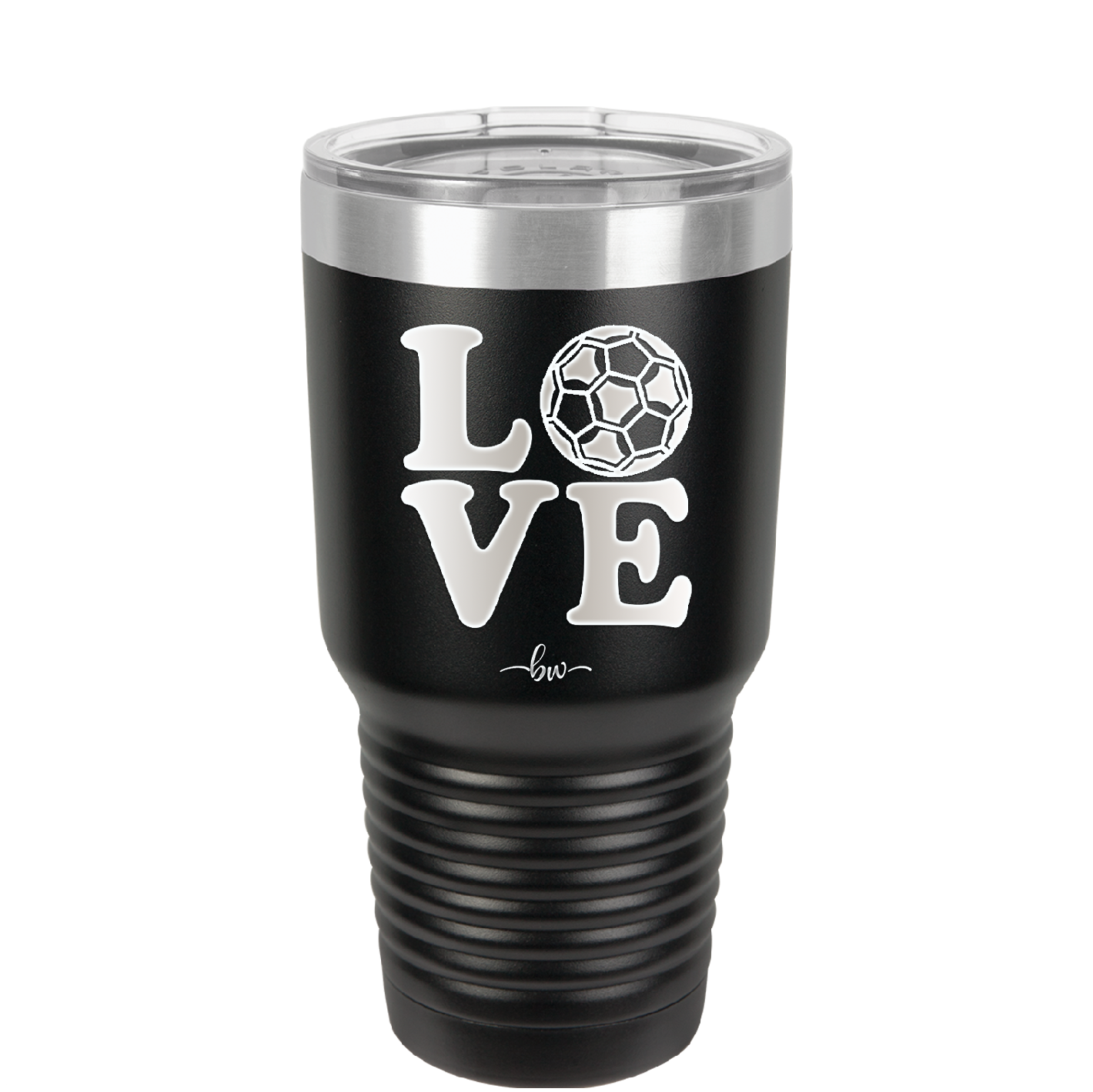 LOVE with Soccer Ball - Laser Engraved Stainless Steel Drinkware - 1908 -