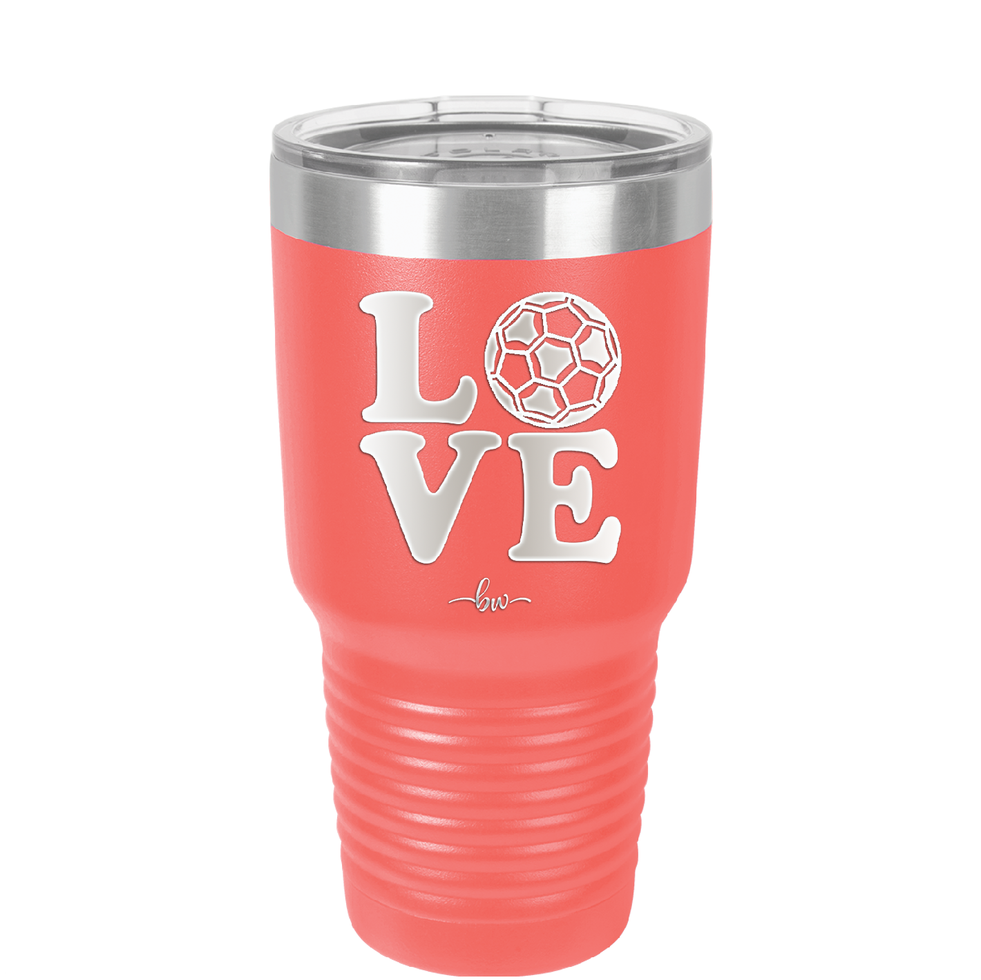 LOVE with Soccer Ball - Laser Engraved Stainless Steel Drinkware - 1908 -