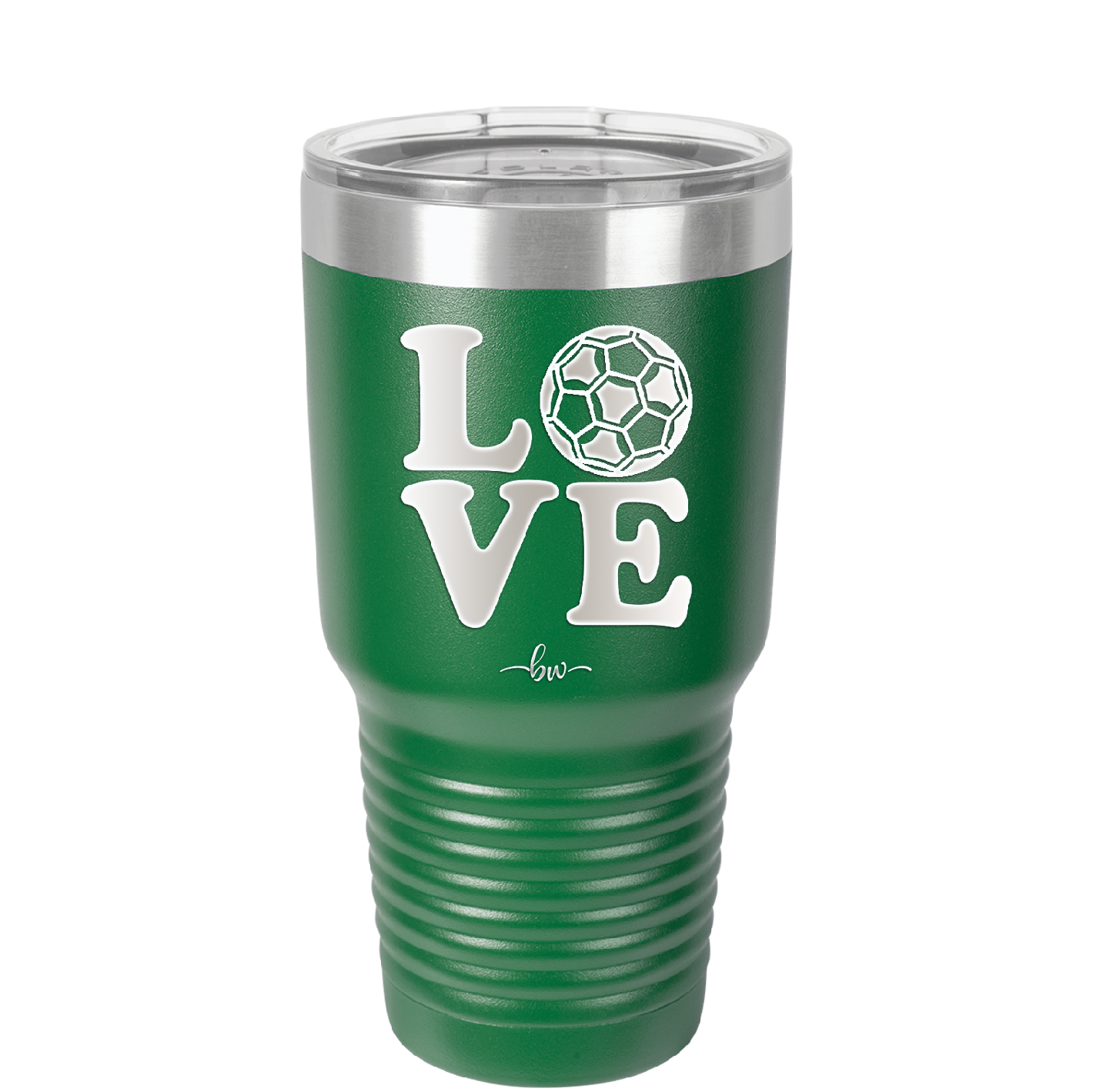 LOVE with Soccer Ball - Laser Engraved Stainless Steel Drinkware - 1908 -