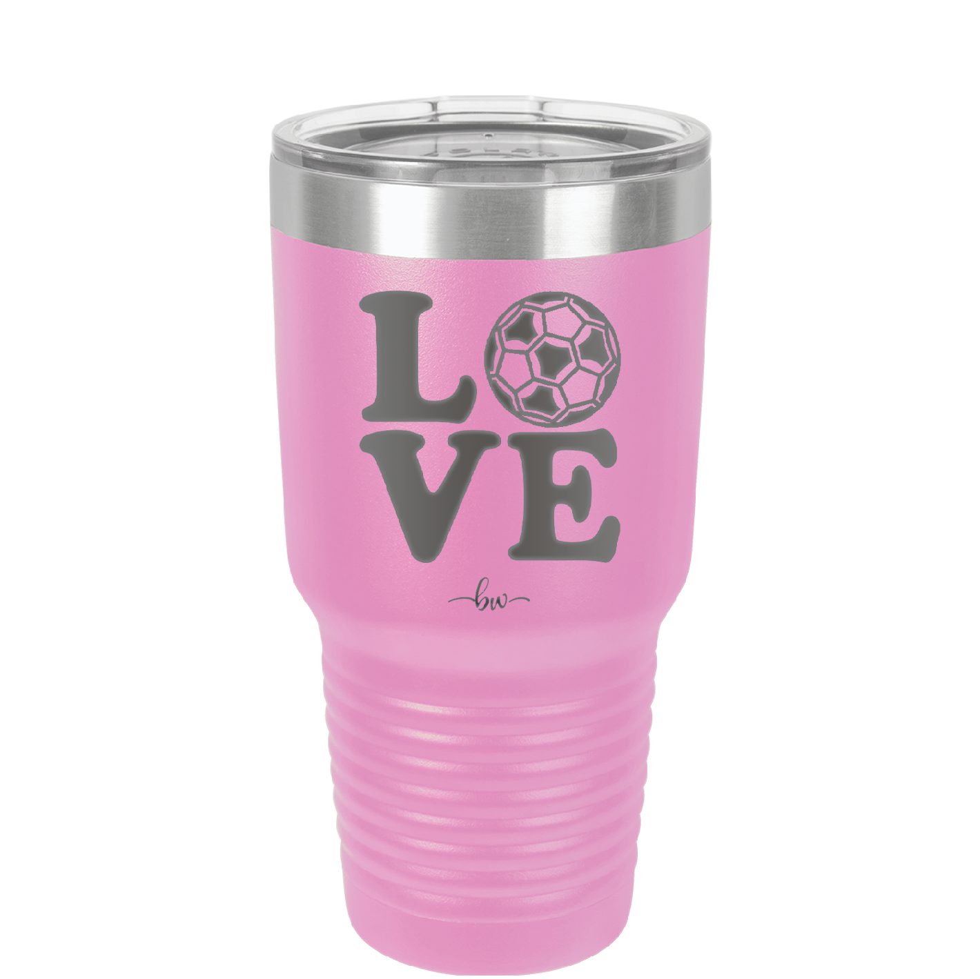 LOVE with Soccer Ball - Laser Engraved Stainless Steel Drinkware - 1908 -