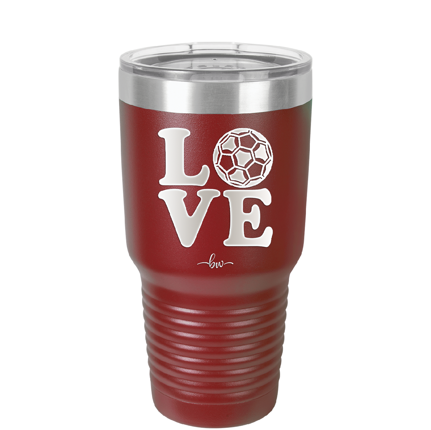 LOVE with Soccer Ball - Laser Engraved Stainless Steel Drinkware - 1908 -