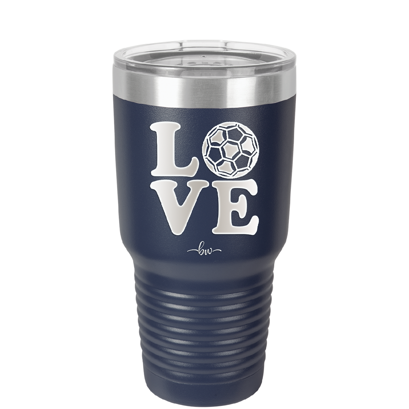 LOVE with Soccer Ball - Laser Engraved Stainless Steel Drinkware - 1908 -
