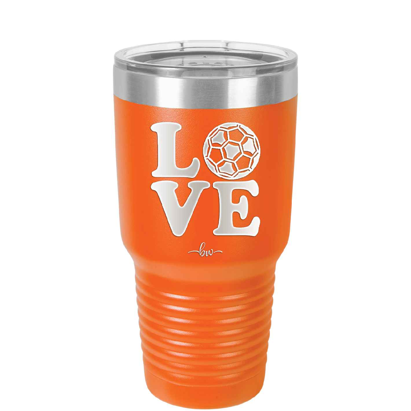 LOVE with Soccer Ball - Laser Engraved Stainless Steel Drinkware - 1908 -