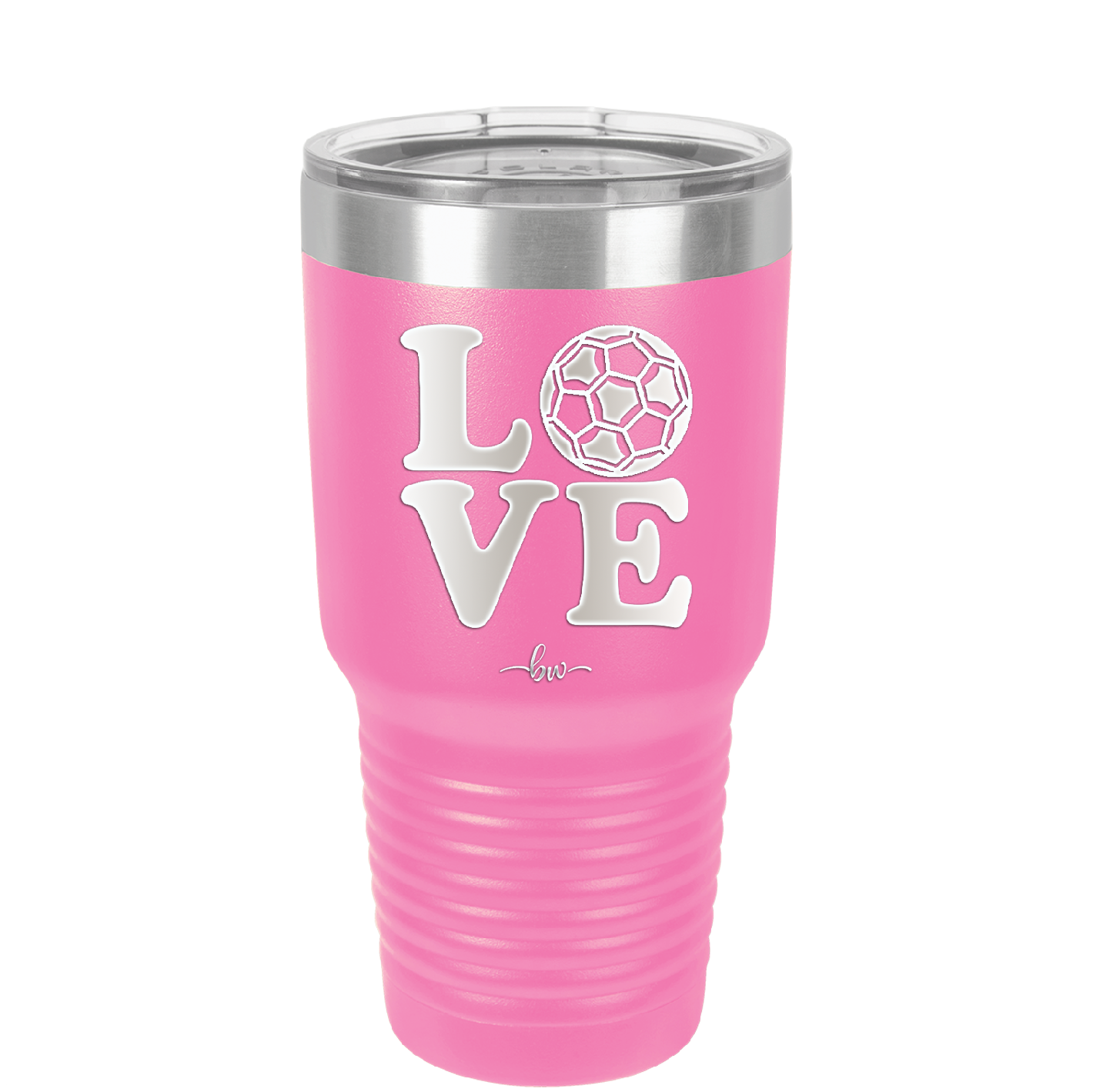 LOVE with Soccer Ball - Laser Engraved Stainless Steel Drinkware - 1908 -