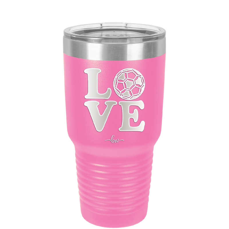 LOVE with Soccer Ball - Laser Engraved Stainless Steel Drinkware - 1908 -