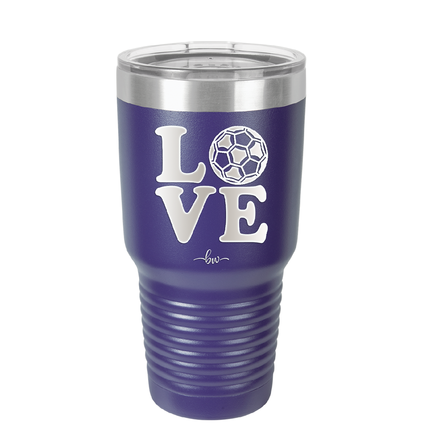 LOVE with Soccer Ball - Laser Engraved Stainless Steel Drinkware - 1908 -