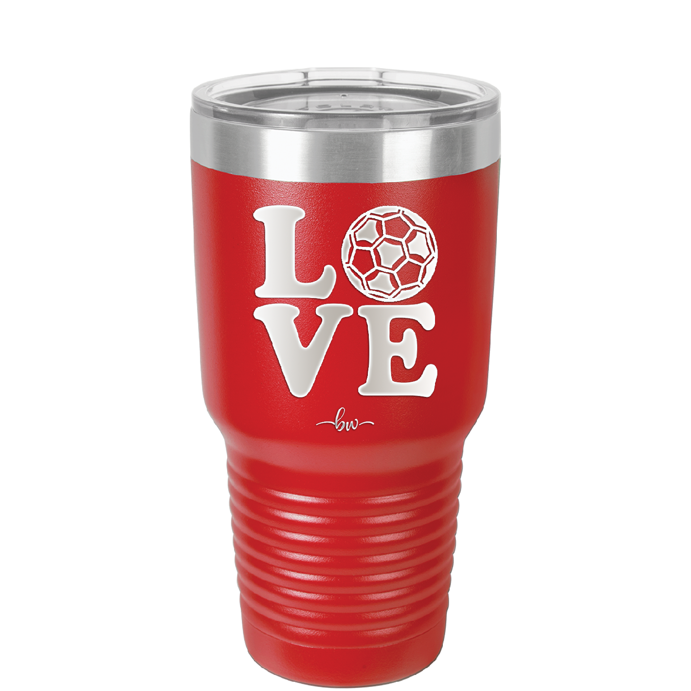 LOVE with Soccer Ball - Laser Engraved Stainless Steel Drinkware - 1908 -