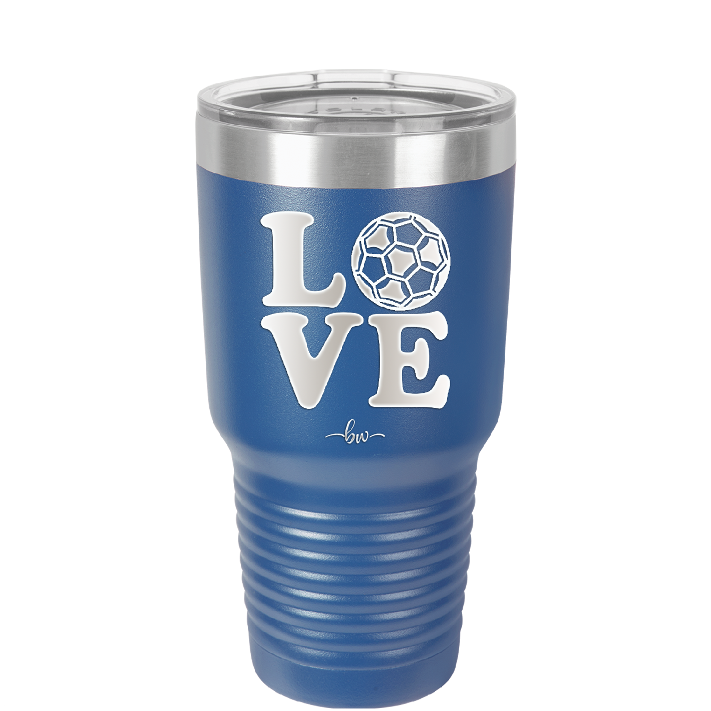 LOVE with Soccer Ball - Laser Engraved Stainless Steel Drinkware - 1908 -