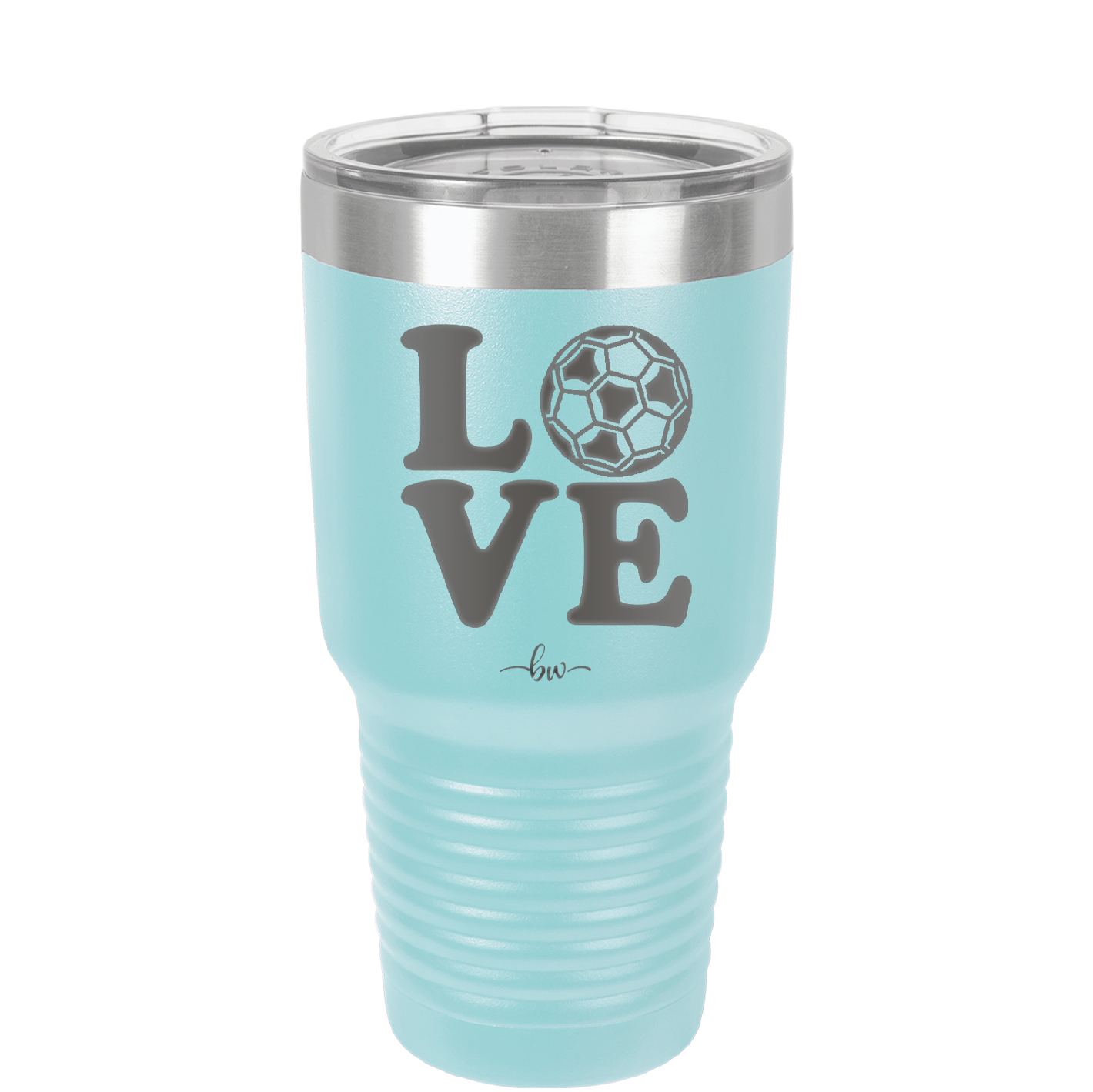 LOVE with Soccer Ball - Laser Engraved Stainless Steel Drinkware - 1908 -