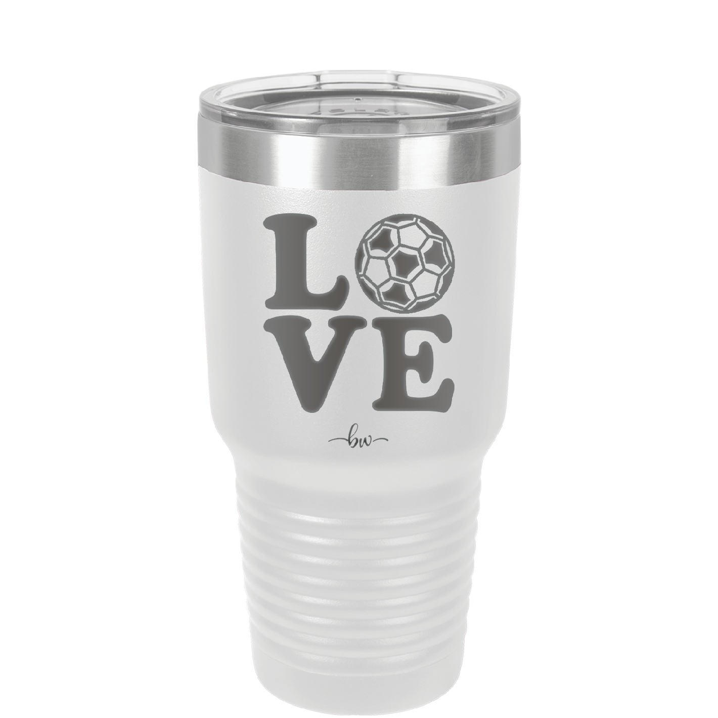 LOVE with Soccer Ball - Laser Engraved Stainless Steel Drinkware - 1908 -