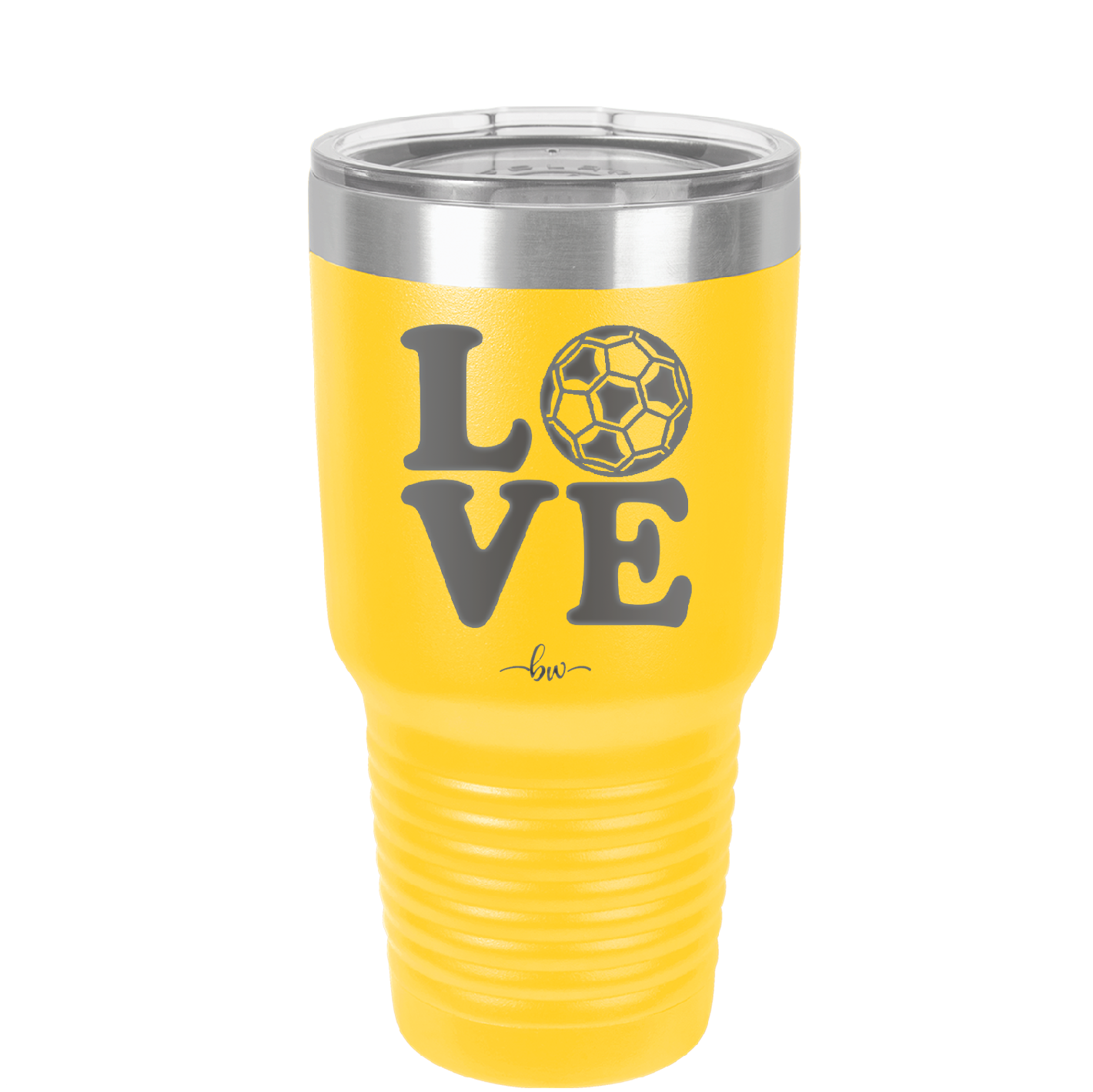 LOVE with Soccer Ball - Laser Engraved Stainless Steel Drinkware - 1908 -