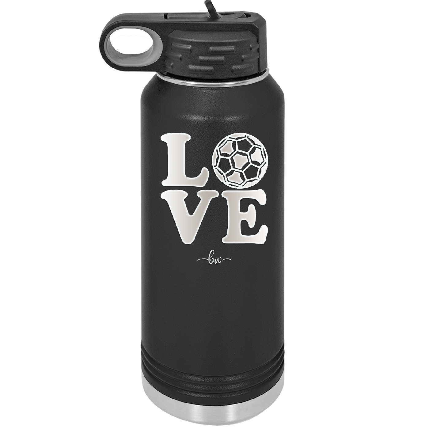 LOVE with Soccer Ball - Laser Engraved Stainless Steel Drinkware - 1908 -