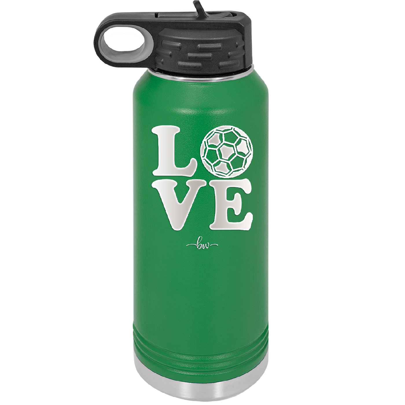 LOVE with Soccer Ball - Laser Engraved Stainless Steel Drinkware - 1908 -