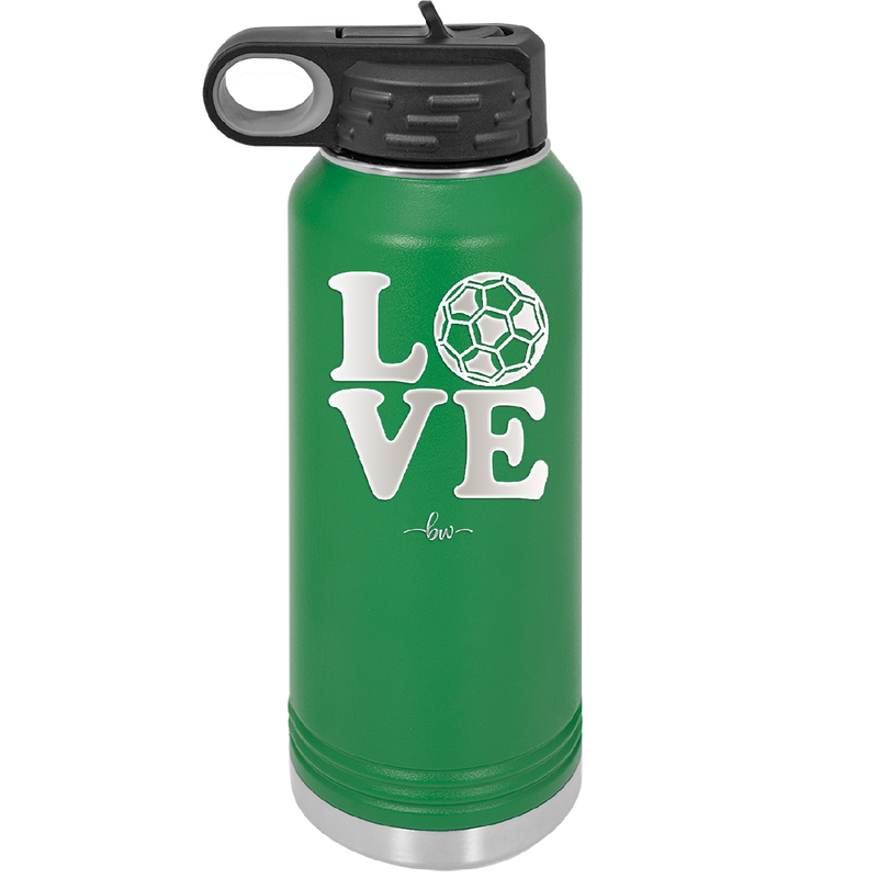 LOVE with Soccer Ball - Laser Engraved Stainless Steel Drinkware - 1908 -