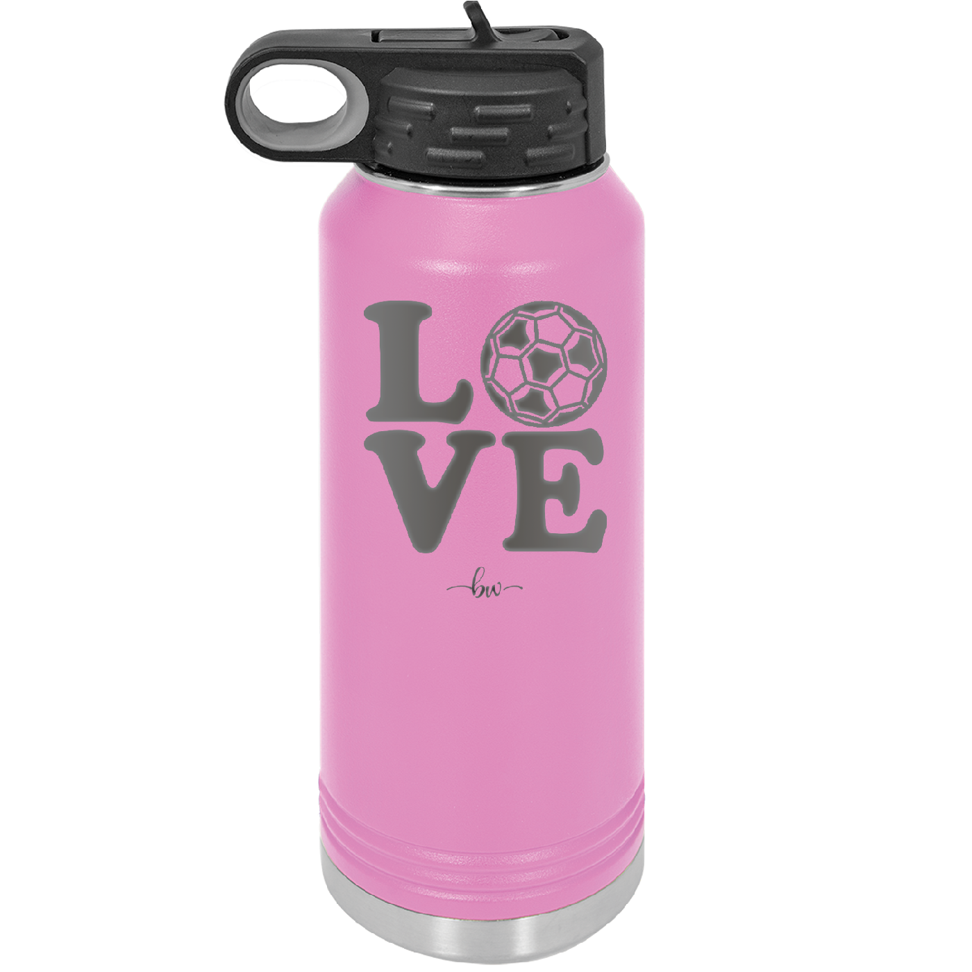 LOVE with Soccer Ball - Laser Engraved Stainless Steel Drinkware - 1908 -