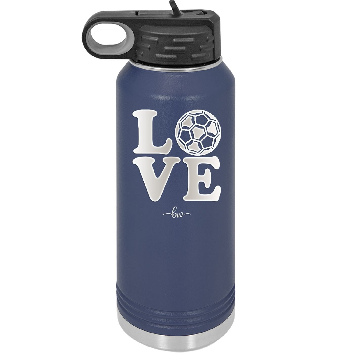 LOVE with Soccer Ball - Laser Engraved Stainless Steel Drinkware - 1908 -