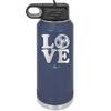 LOVE with Soccer Ball - Laser Engraved Stainless Steel Drinkware - 1908 -