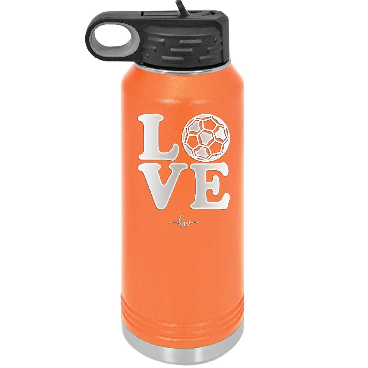 LOVE with Soccer Ball - Laser Engraved Stainless Steel Drinkware - 1908 -