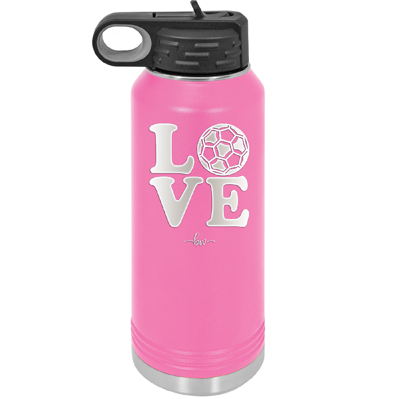 LOVE with Soccer Ball - Laser Engraved Stainless Steel Drinkware - 1908 -