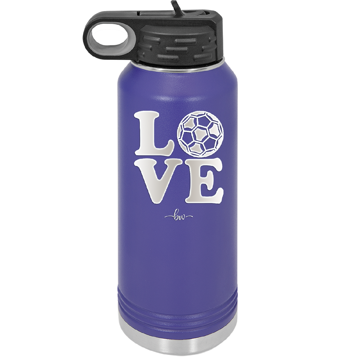 LOVE with Soccer Ball - Laser Engraved Stainless Steel Drinkware - 1908 -