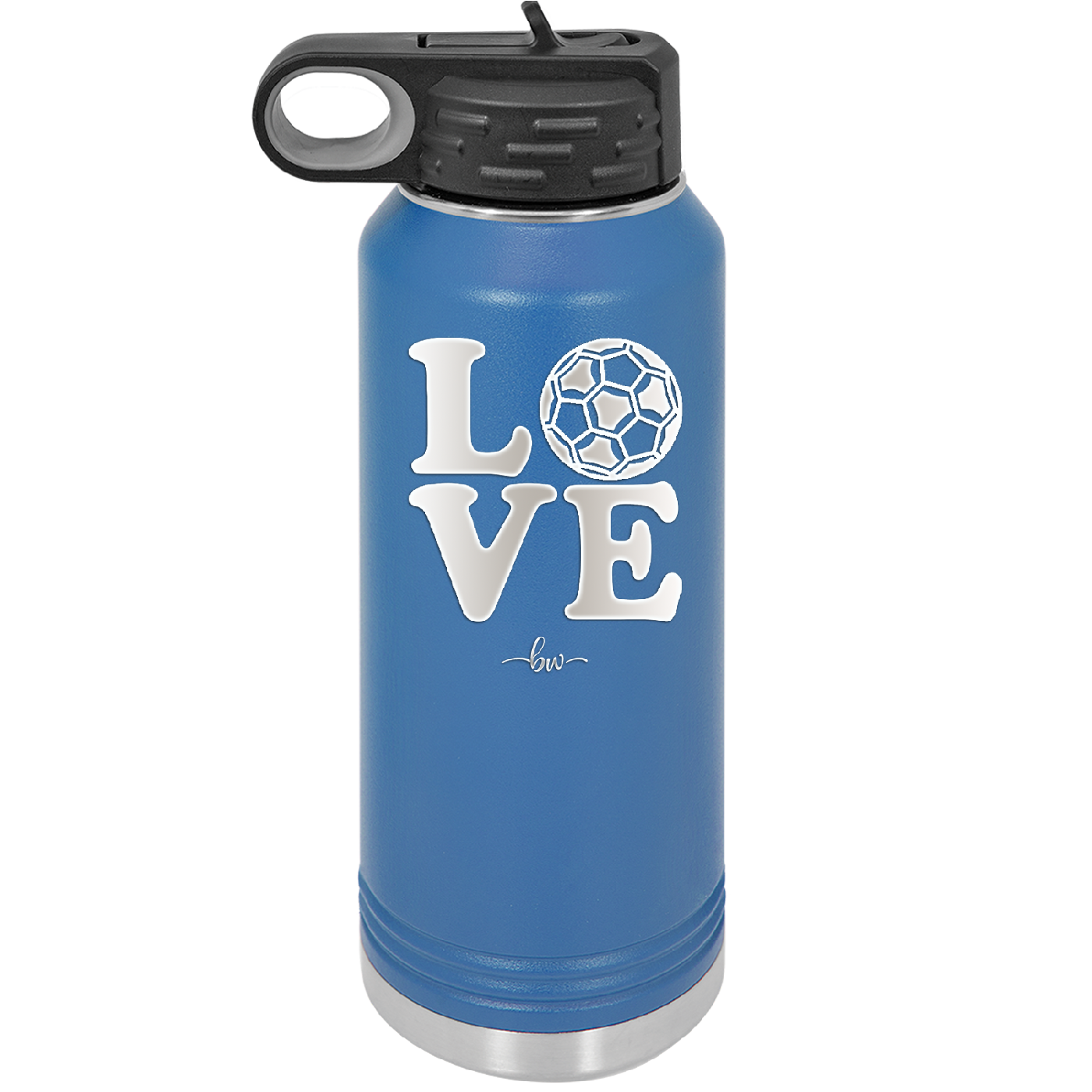 LOVE with Soccer Ball - Laser Engraved Stainless Steel Drinkware - 1908 -