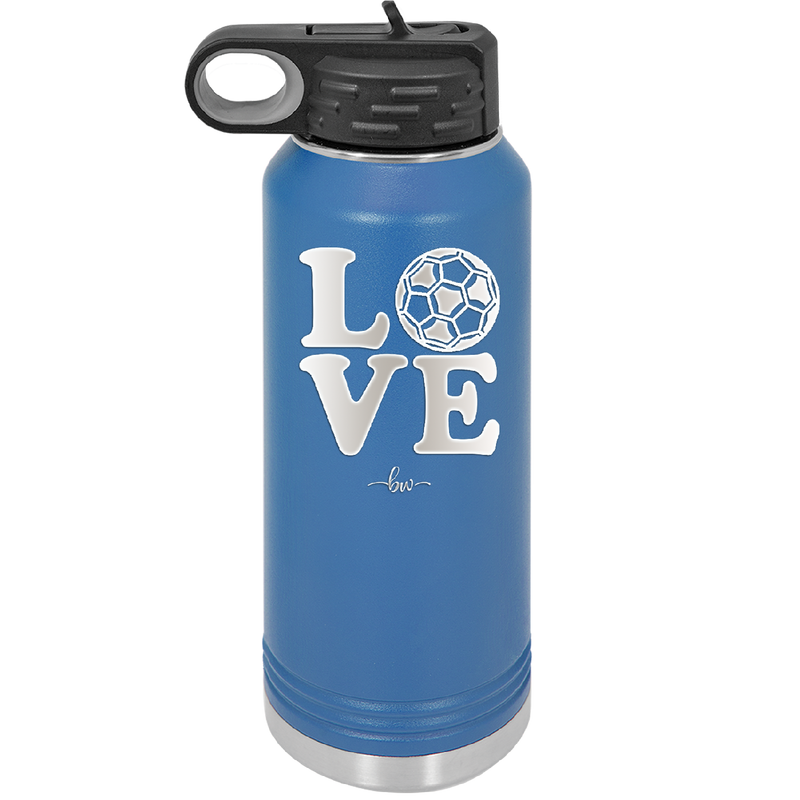 LOVE with Soccer Ball - Laser Engraved Stainless Steel Drinkware - 1908 -