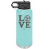 LOVE with Soccer Ball - Laser Engraved Stainless Steel Drinkware - 1908 -