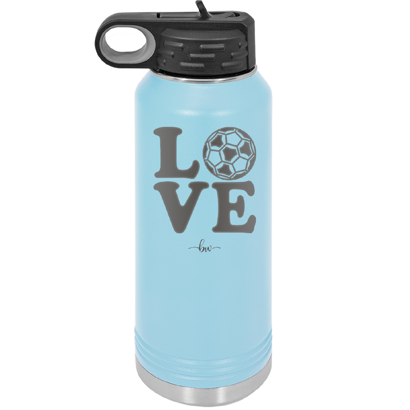 LOVE with Soccer Ball - Laser Engraved Stainless Steel Drinkware - 1908 -