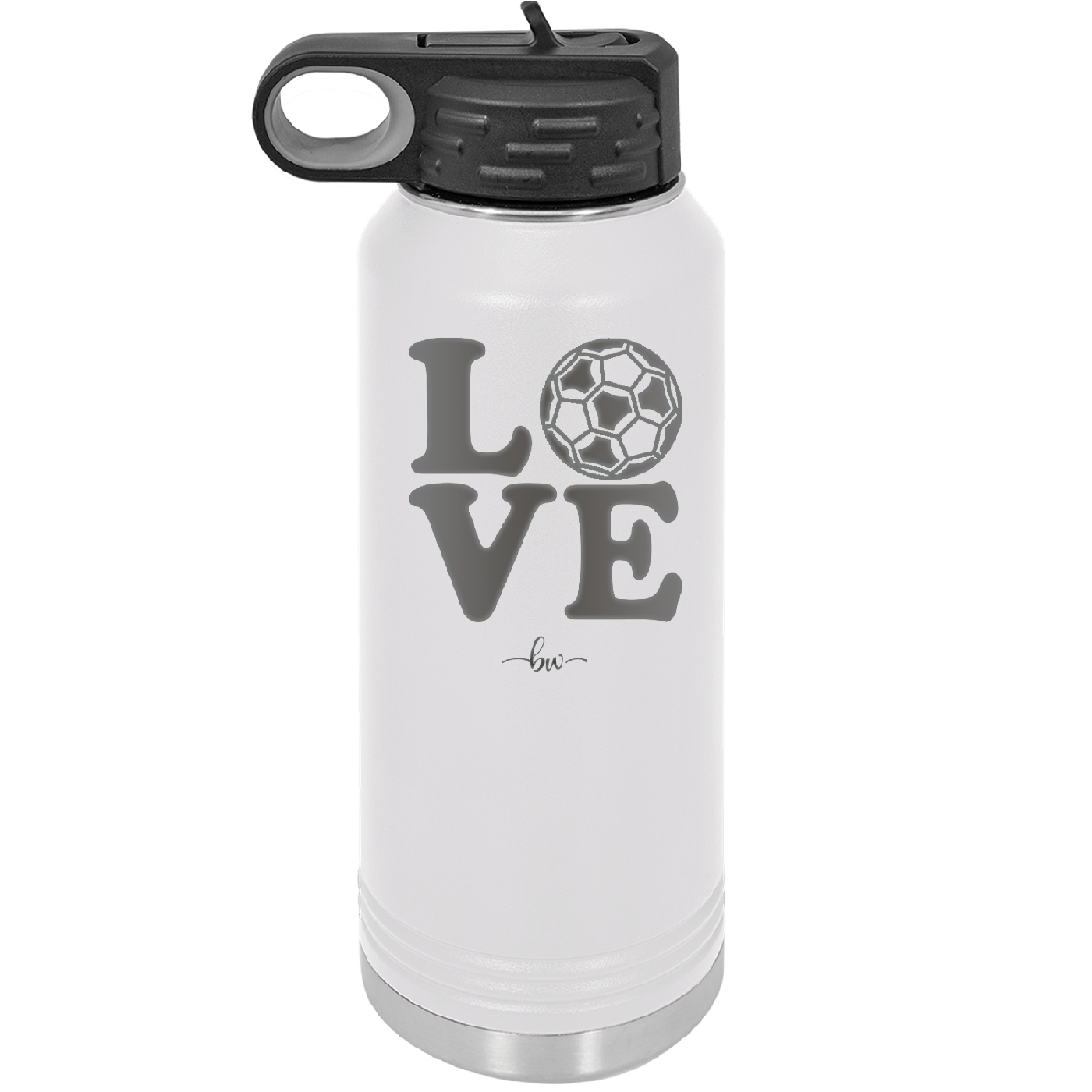 LOVE with Soccer Ball - Laser Engraved Stainless Steel Drinkware - 1908 -