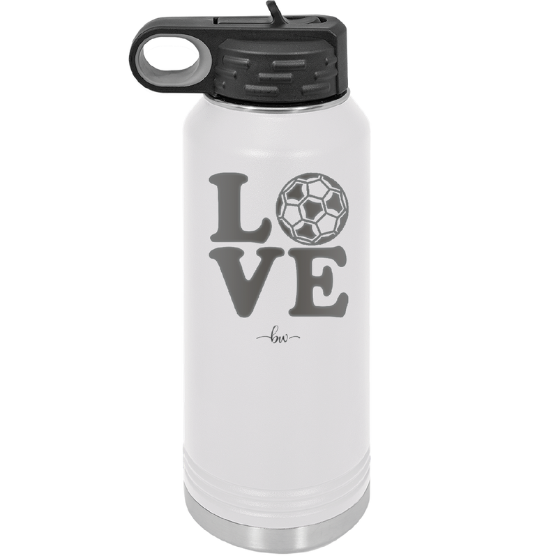 LOVE with Soccer Ball - Laser Engraved Stainless Steel Drinkware - 1908 -