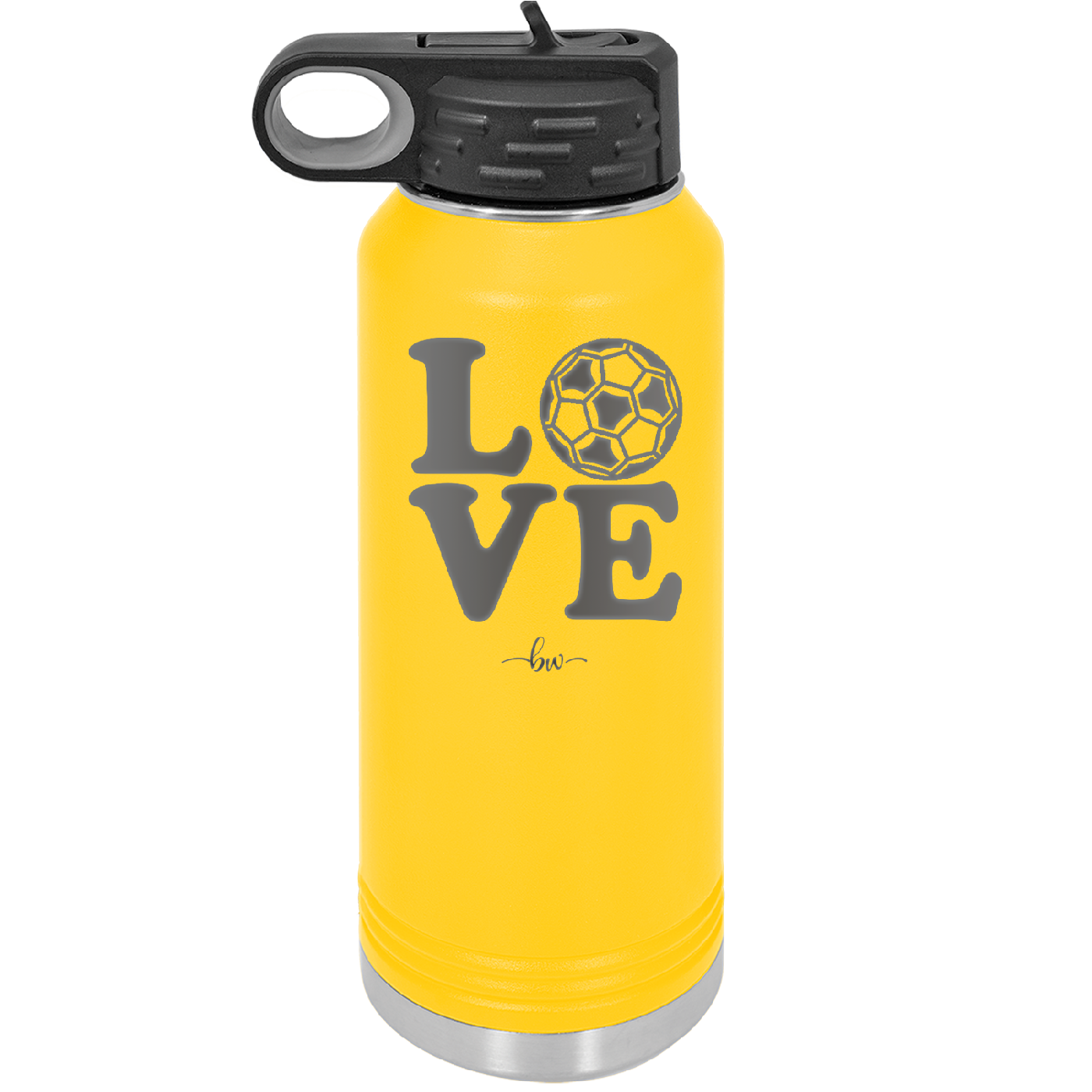 LOVE with Soccer Ball - Laser Engraved Stainless Steel Drinkware - 1908 -
