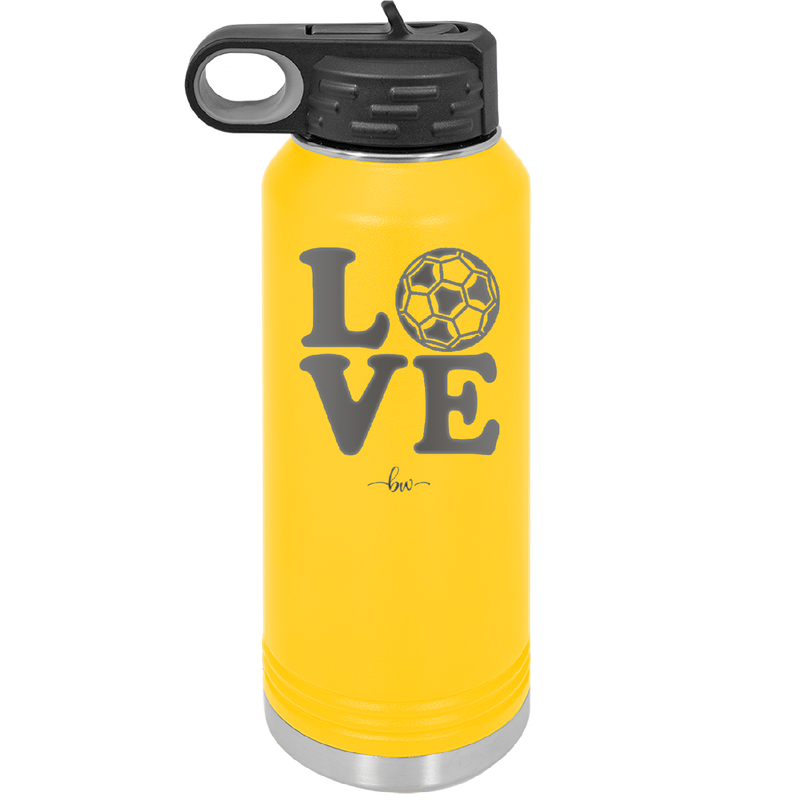 LOVE with Soccer Ball - Laser Engraved Stainless Steel Drinkware - 1908 -