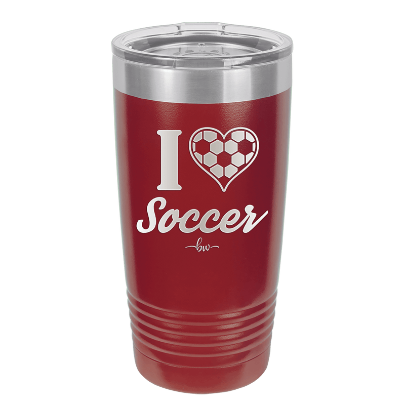 I Heart Soccer - Laser Engraved Stainless Steel Drinkware - 1909 -