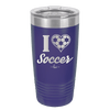I Heart Soccer - Laser Engraved Stainless Steel Drinkware - 1909 -