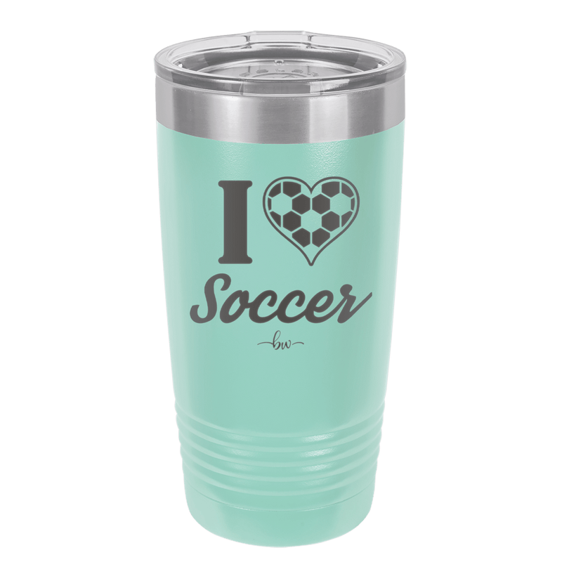 I Heart Soccer - Laser Engraved Stainless Steel Drinkware - 1909 -
