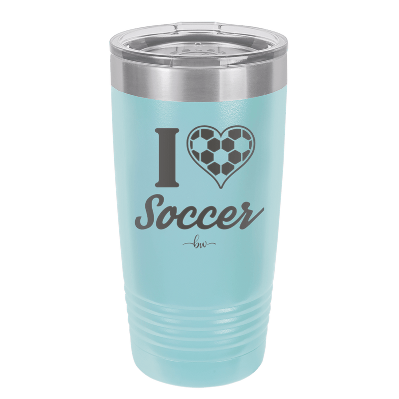 I Heart Soccer - Laser Engraved Stainless Steel Drinkware - 1909 -