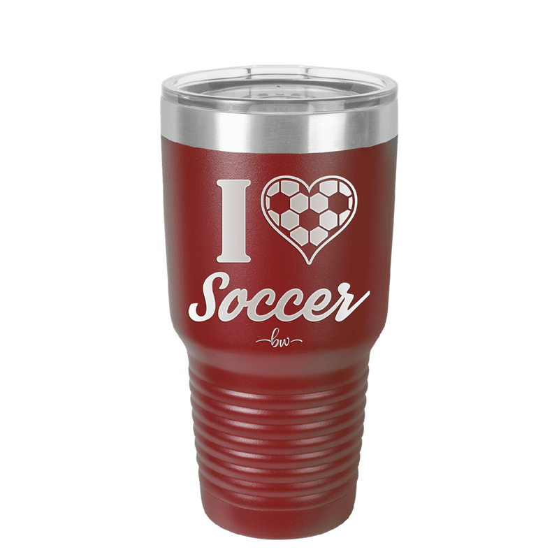 I Heart Soccer - Laser Engraved Stainless Steel Drinkware - 1909 -