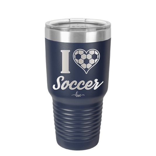 I Heart Soccer - Laser Engraved Stainless Steel Drinkware - 1909 -