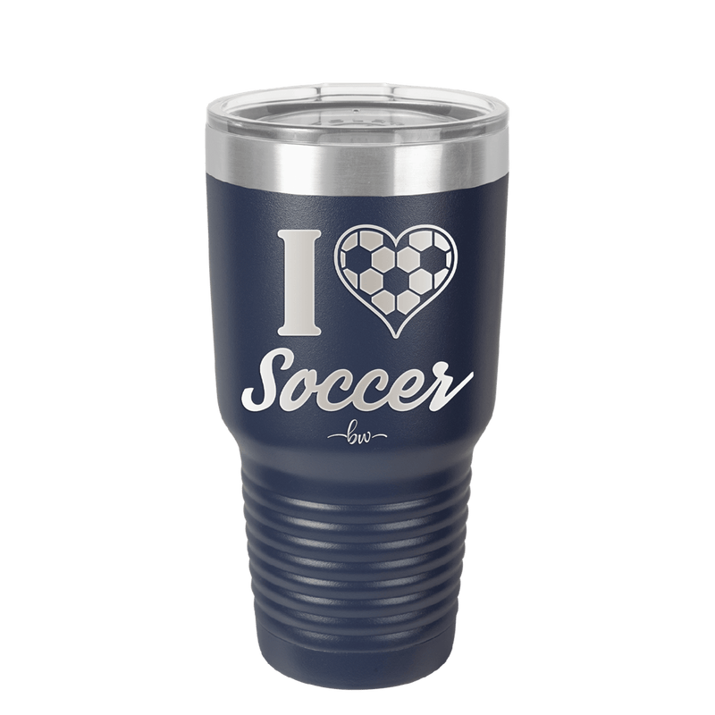 I Heart Soccer - Laser Engraved Stainless Steel Drinkware - 1909 -